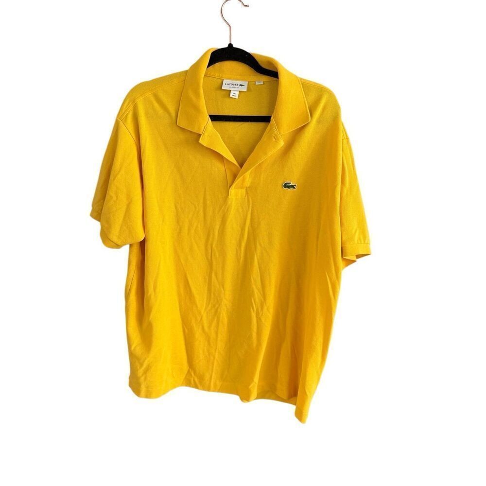 Lacoste Mens Yellow Classic Fit Pique Cotton Short Sleeve Polo Shirt Size XXL